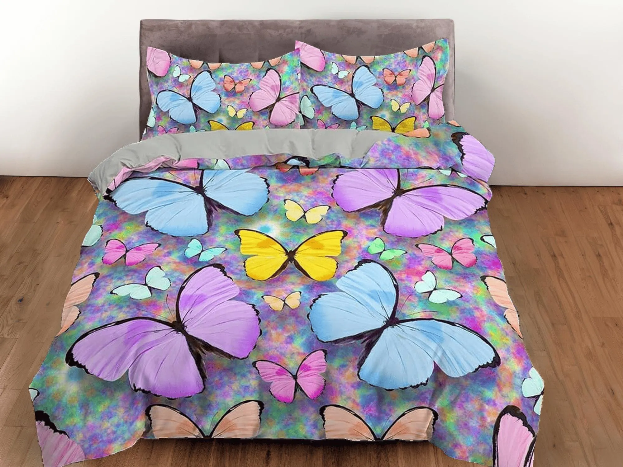 Colorful butterfly bedding boho chic aesthetic duvet cover, dorm bedding full size adult duvet king queen twin, nursery toddler bedding