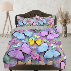 Colorful butterfly bedding boho chic aesthetic duvet cover, dorm bedding full size adult duvet king queen twin, nursery toddler bedding