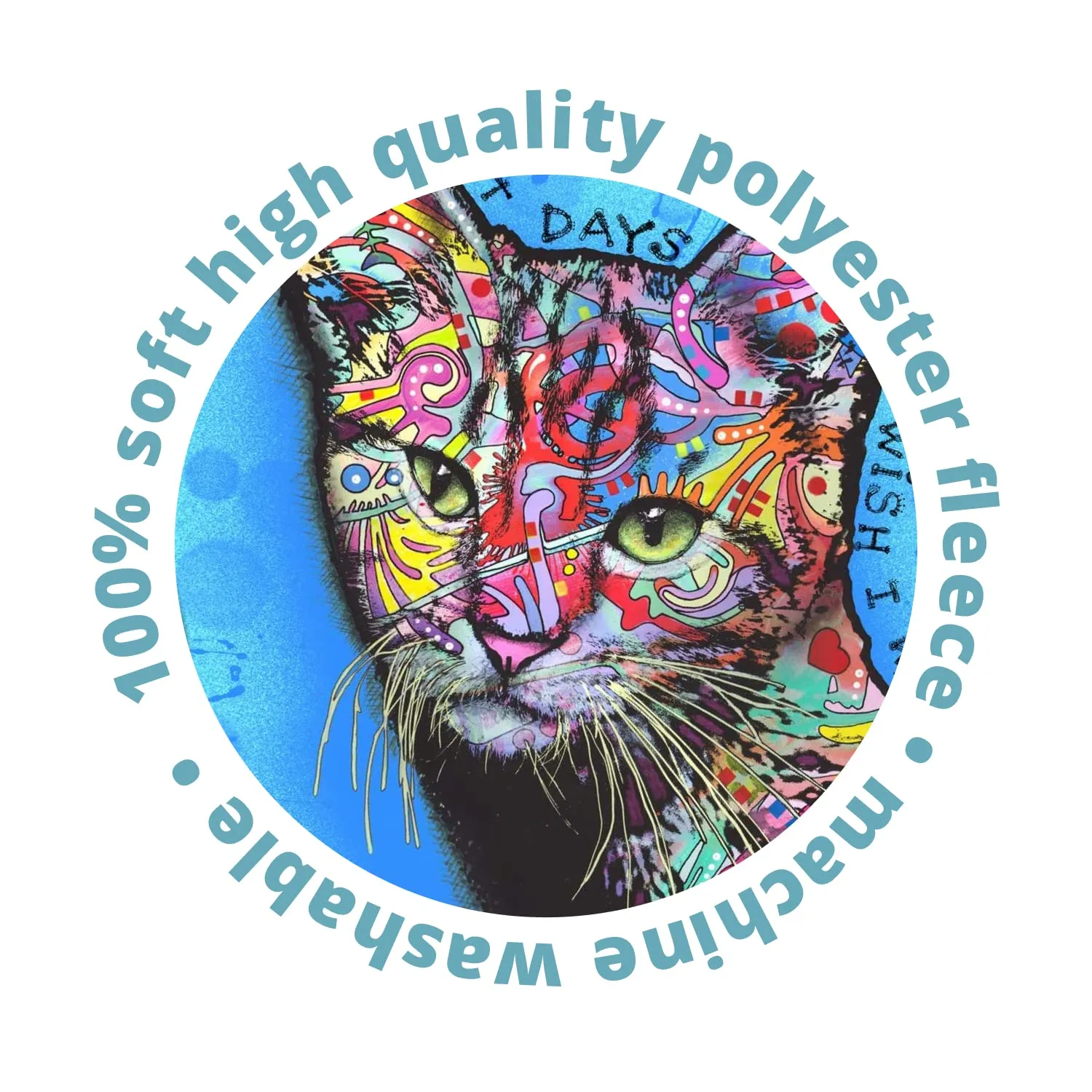 Colorful Cat Fleece Blanket For Bed, 50" X 60" Dean Russo Iii Cat Fleece