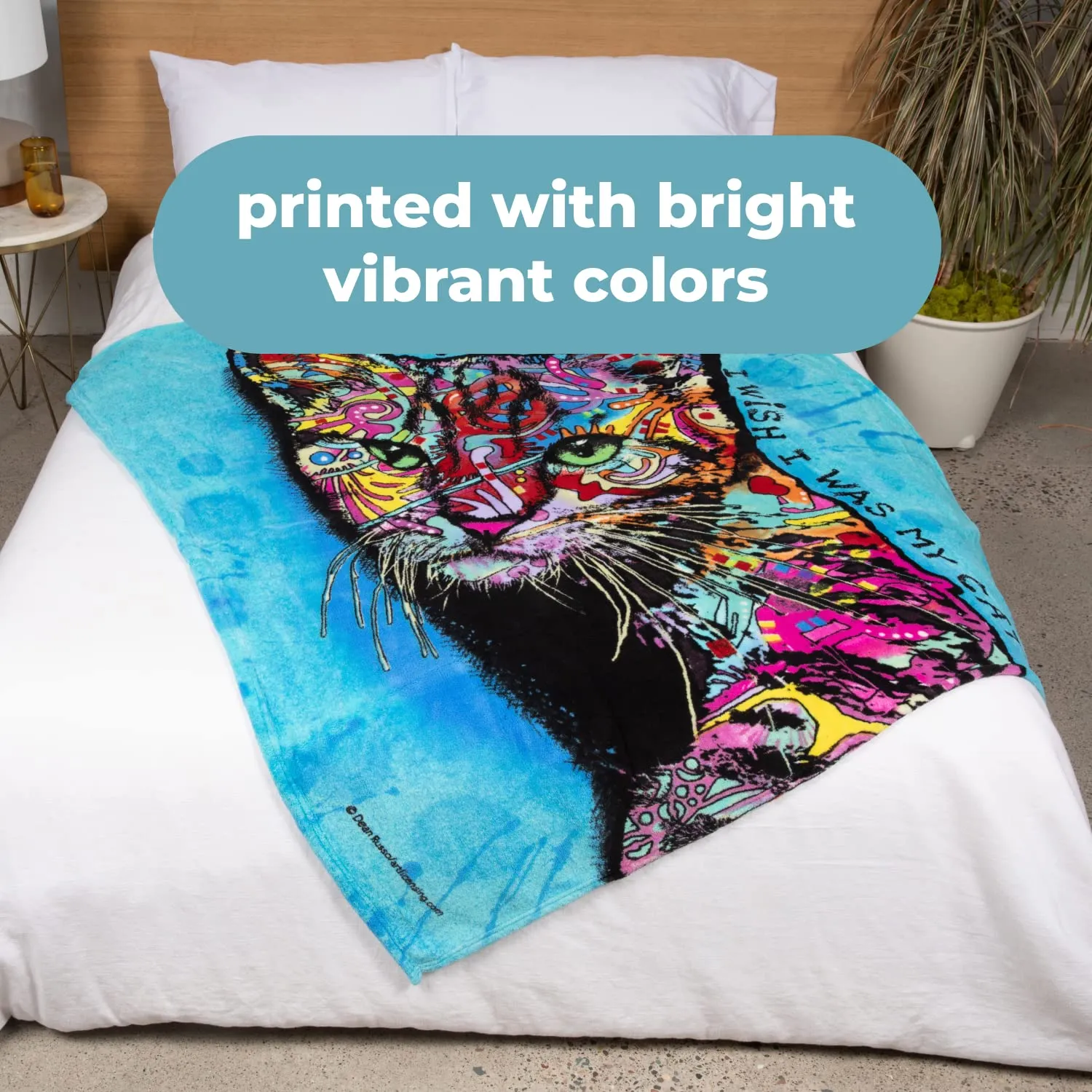 Colorful Cat Fleece Blanket For Bed, 50" X 60" Dean Russo Iii Cat Fleece