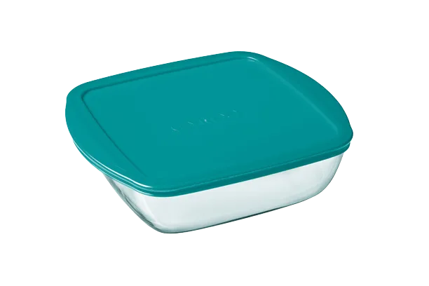 Cook & Store - Square glass dish with duck blue lid - compatible air fryer