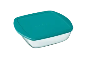 Cook & Store - Square glass dish with duck blue lid - compatible air fryer