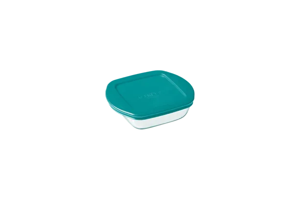 Cook & Store - Square glass dish with duck blue lid - compatible air fryer