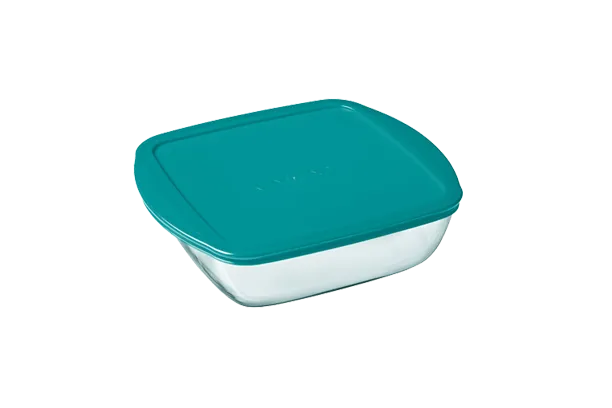 Cook & Store - Square glass dish with duck blue lid - compatible air fryer