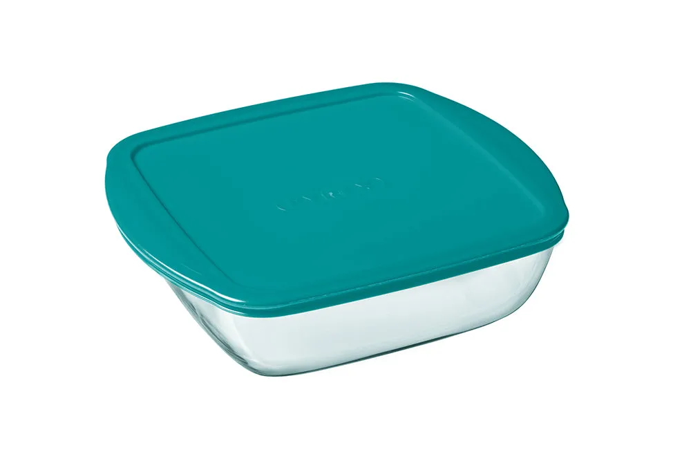 Cook & Store - Square glass dish with duck blue lid - compatible air fryer