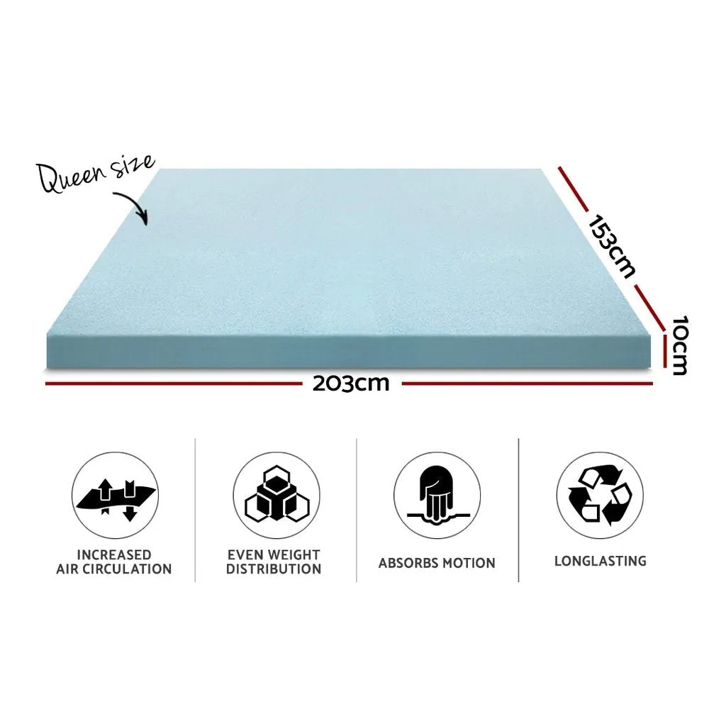 Cool Gel Memory Foam Mattress Topper w/Bamboo Cover 10cm - Queen