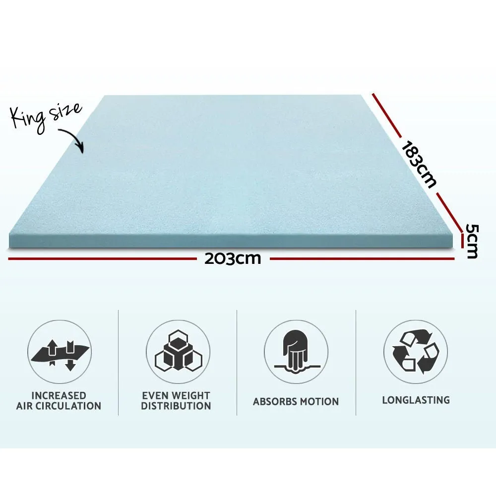 Cool Gel Memory Foam Mattress Topper w/Bamboo Cover 5cm - King