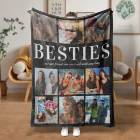 Custom Photo Blanket Besties Gift Best Friends Fleece Blanket