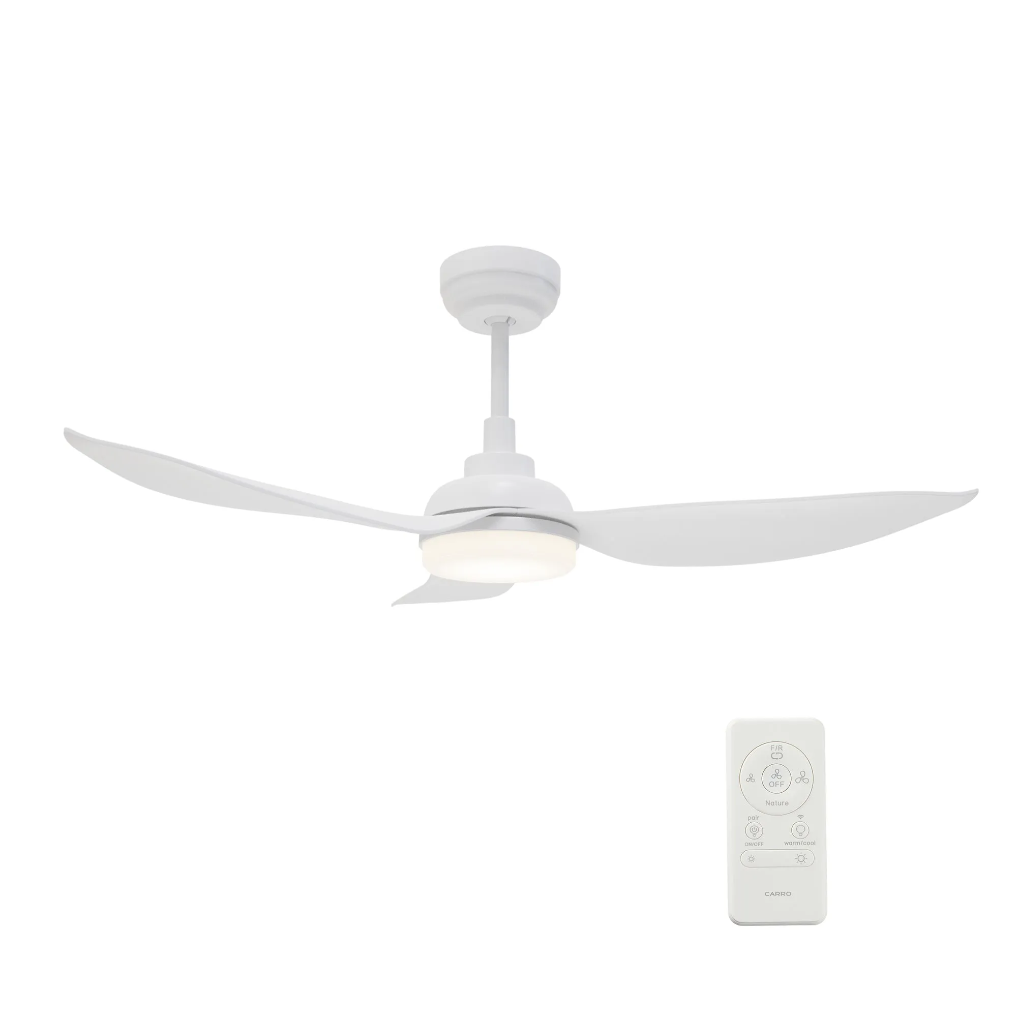 DAFFODIL 45 inch 3-Blade Smart Ceiling Fan with LED Light Kit and Remote - White/White