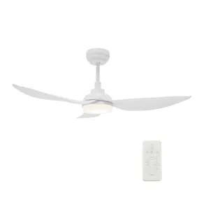 DAFFODIL 45 inch 3-Blade Smart Ceiling Fan with LED Light Kit and Remote - White/White