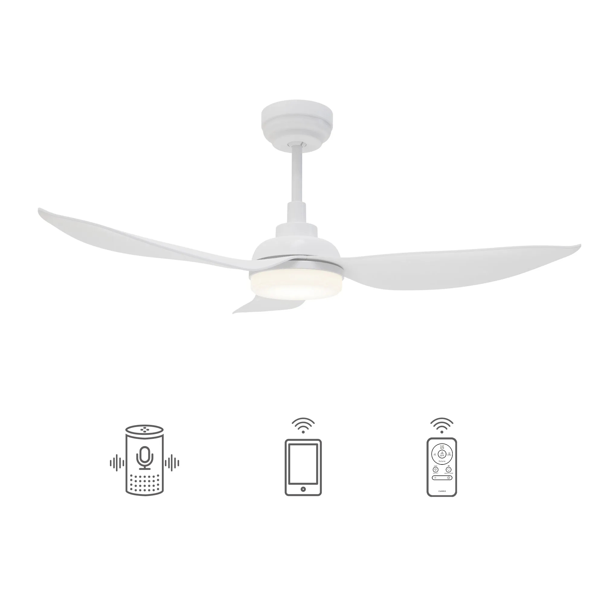 DAFFODIL 45 inch 3-Blade Smart Ceiling Fan with LED Light Kit and Remote - White/White