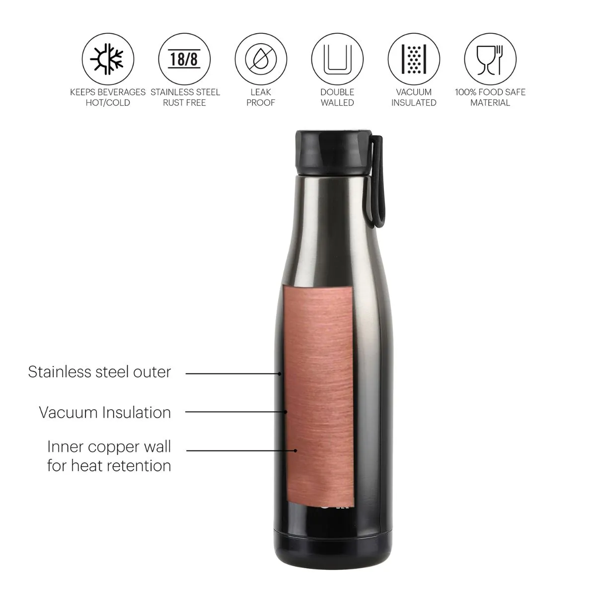 Dazzle Flask, Vacusteel Water Bottle, 600ml