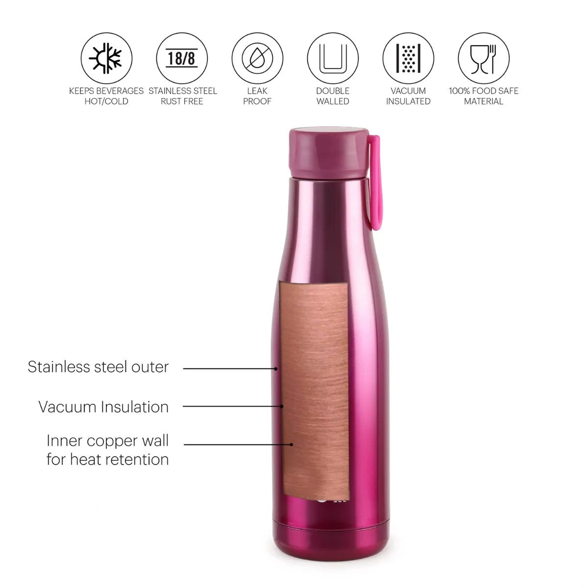 Dazzle Flask, Vacusteel Water Bottle, 600ml