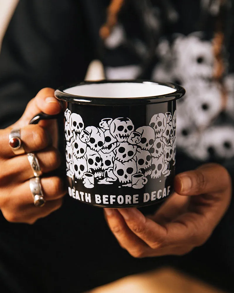 Death Before Decaf Enamel Coffee Mug