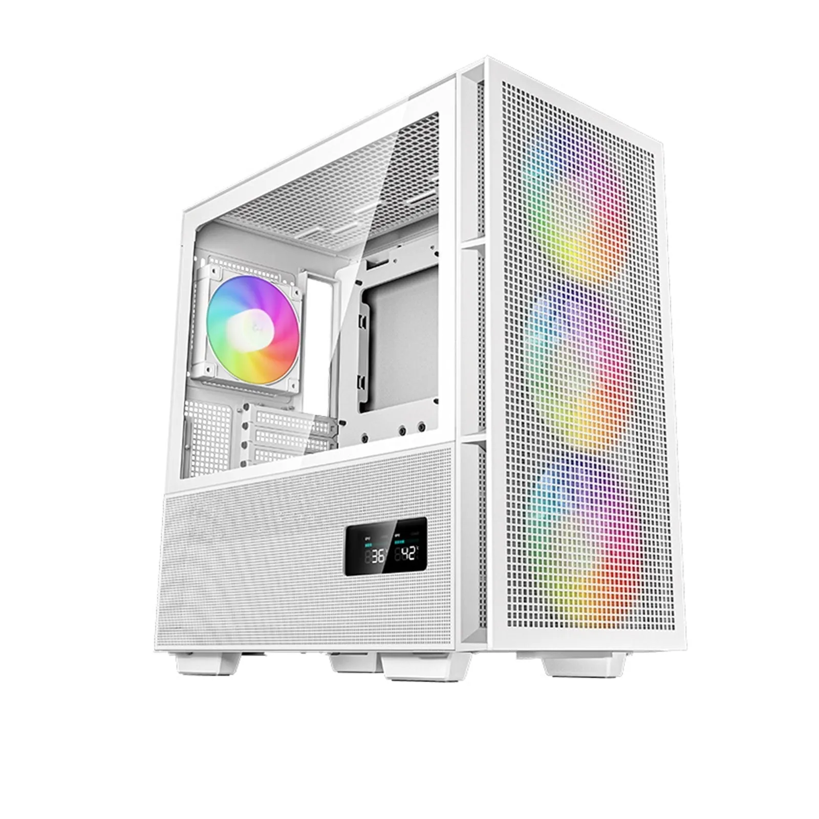 DeepCool CH560 Digital WH Micro ATX Case with Tempered Glass Side Panel, 1 x USB 3.0, 7 x Expansion Slots with support for a 360mm Radiator and up to 9x 120mm Fans, White