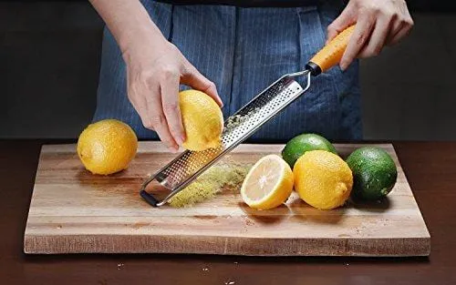 Deiss PRO Citrus Zester & Cheese Grater — Parmesan Cheese Lemon, Ginger, Garlic, Nutmeg, Chocolate, Vegetables, Fruits - Razor-Sharp Stainless Steel Blade, Wide, Dishwasher Safe