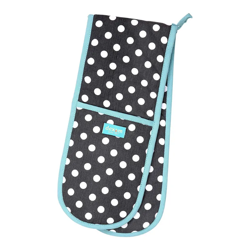 Dexam Polka Dot Slate Grey Double Oven Glove