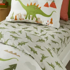 Dino 25cm Fitted Bed Sheet by Bedlam in Green Single