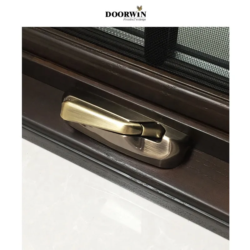 Doorwin 2021wholesale American House Solid Wood Glass-Window-Grill-Design Swing Out Crank Casement Window with Mosquito Net