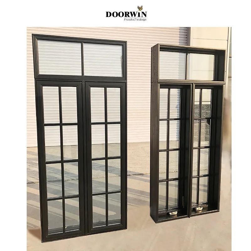 Doorwin 2021wholesale American House Solid Wood Glass-Window-Grill-Design Swing Out Crank Casement Window with Mosquito Net