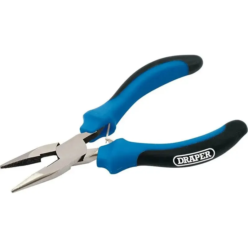 Draper 12538 Long Nose Mini Pliers with Soft Grip, 125mm, Blue