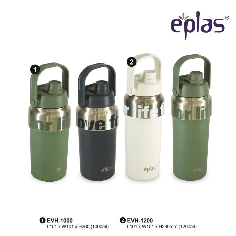 EE JIA Eplas Vacuum Flask With Straw,Stainless Steel 1000ml - White