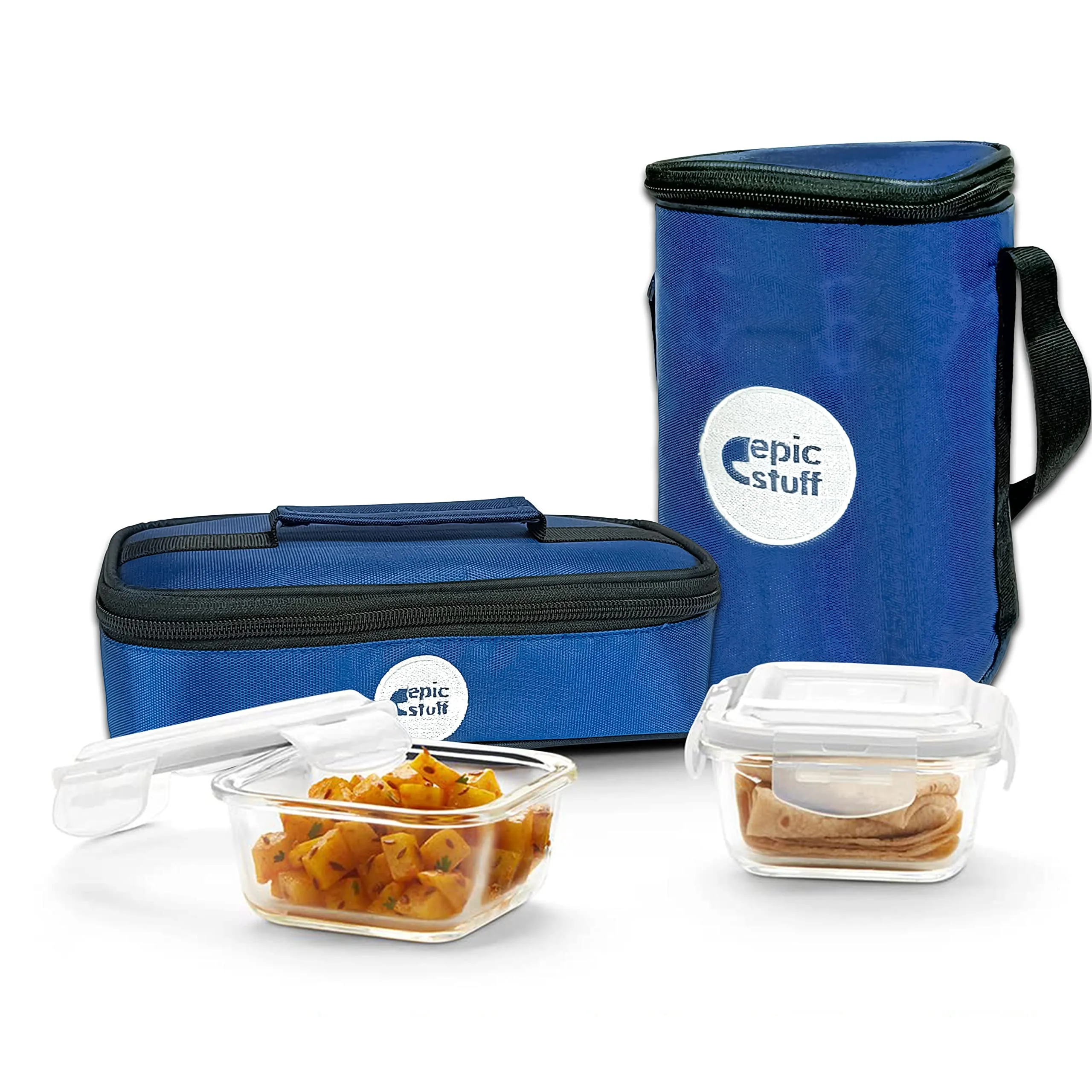 Epic Stuff - Premium Lunch Box - Microwave, Dishwasher & Freezer Safe | Set of 2 containers | 320ml Each - Blue