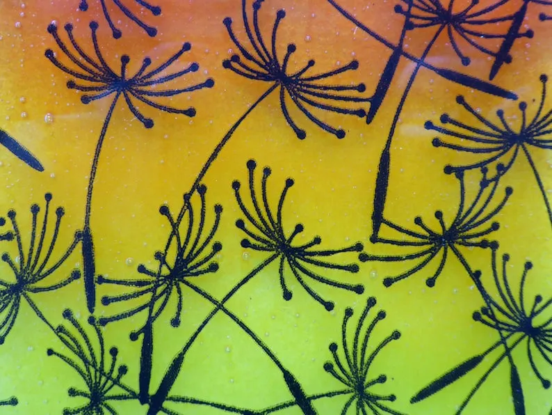 Eva Glass Design Orange and yellow dandelion fused glass coaster (EGD  CCS)