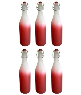 Favola Designer Molded Italian Freeze Water Bottle, 1000ml, 6-Piece, Red