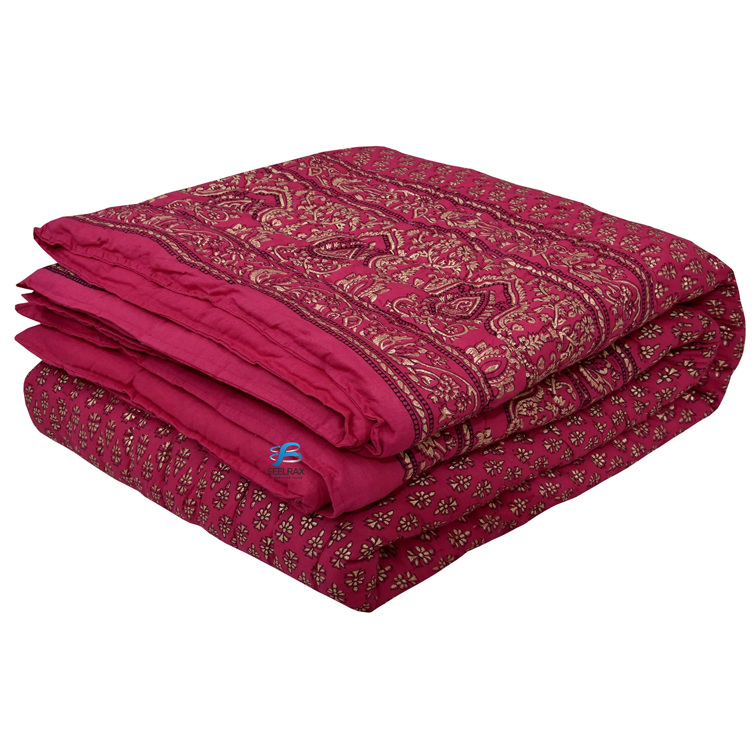 FEELRAX Jaipuri Razai Rajsthani Traditional Hand Stitched Lightweight Pure Cotton Winter and Summer Jaipuri Ac Quilt Razai/Rajai/Blanket/Comforter