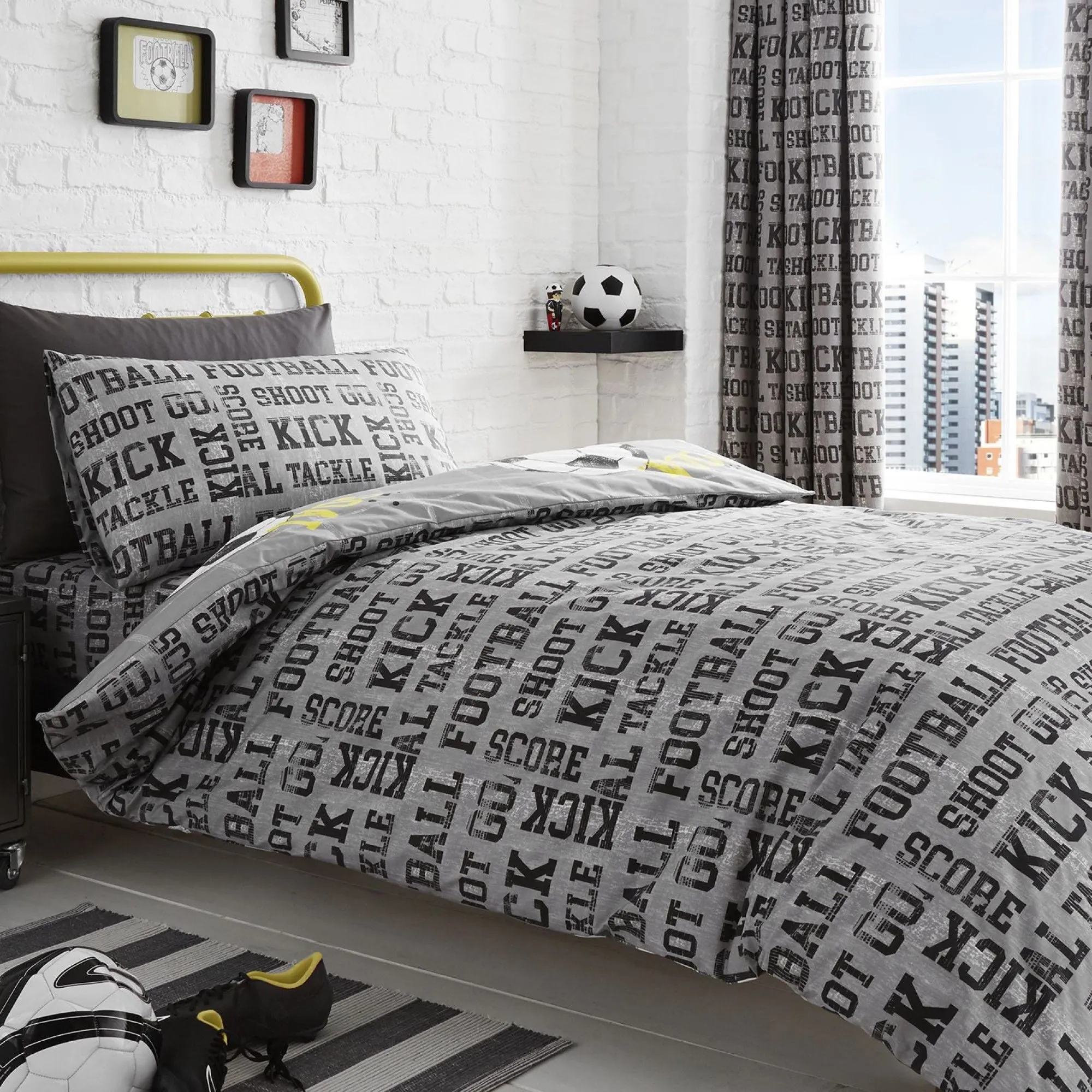 Football Duvet Cover Set by Bedlam in Grey