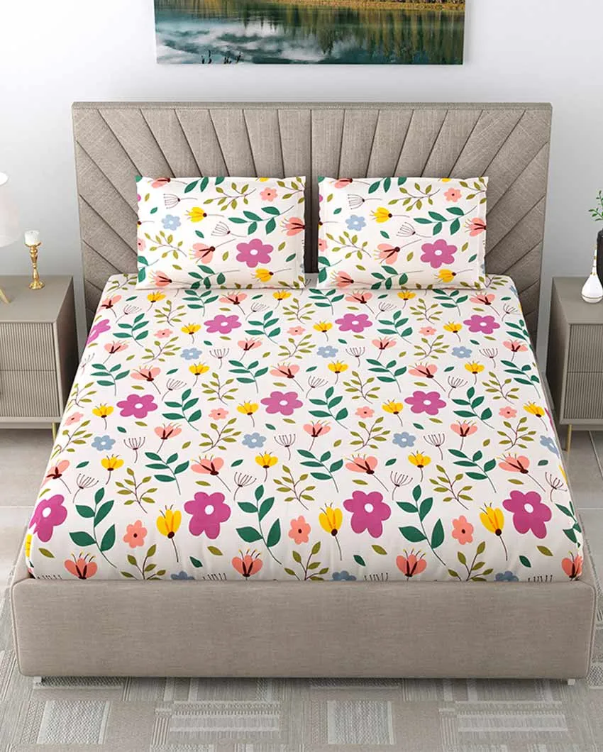 Gerbera Floral Polycotton Flat Bedding Set | King Size | 108 x 108 inches