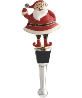 Glass Bottle Stopper Santa Silver