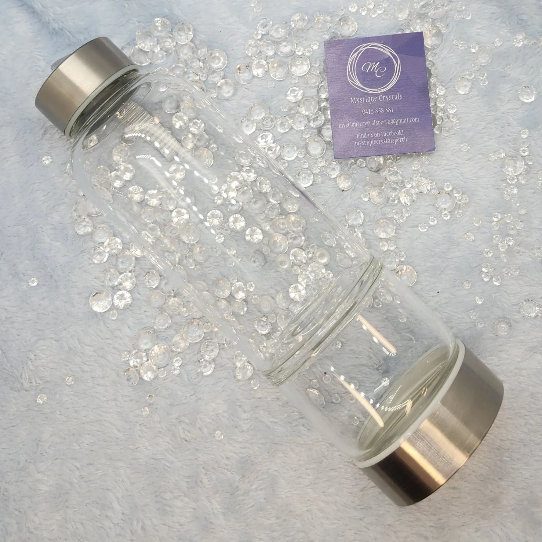 Glass Water Bottle - Gemstone Chips