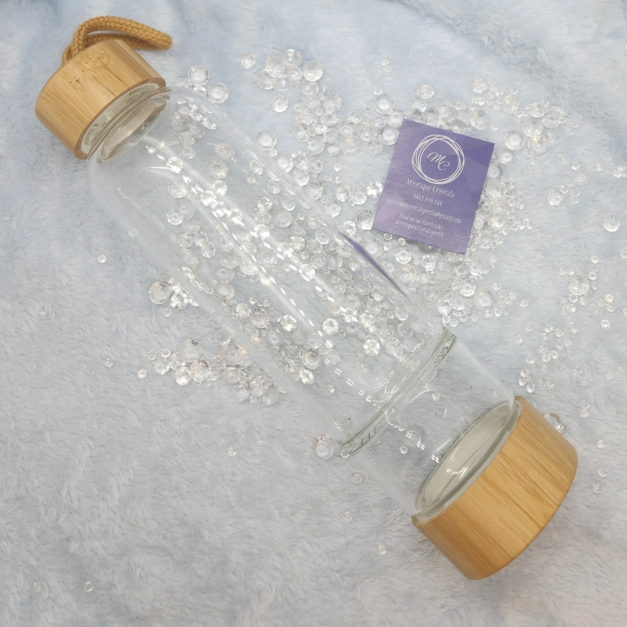 Glass Water Bottle - Gemstone Chips