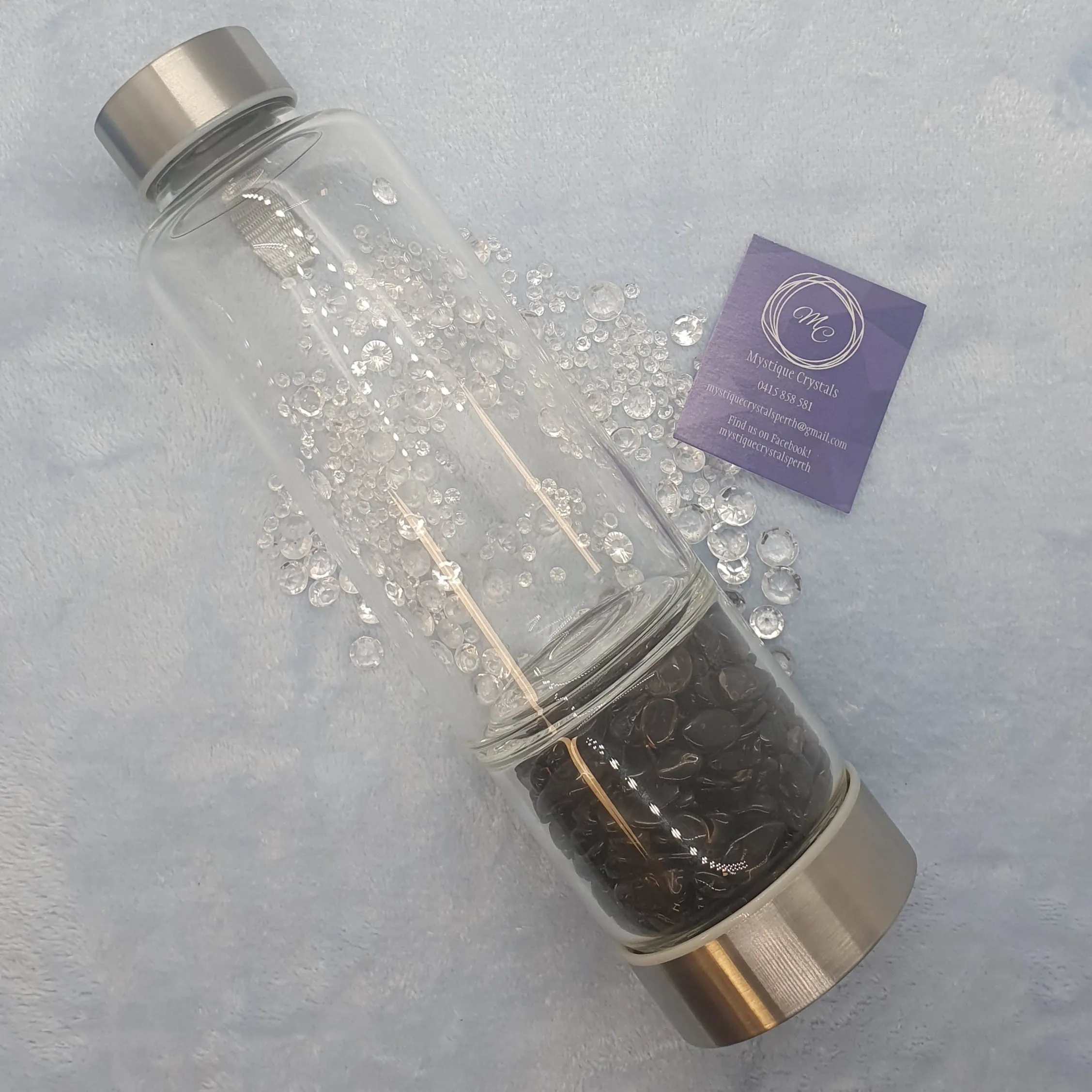 Glass Water Bottle - Gemstone Chips