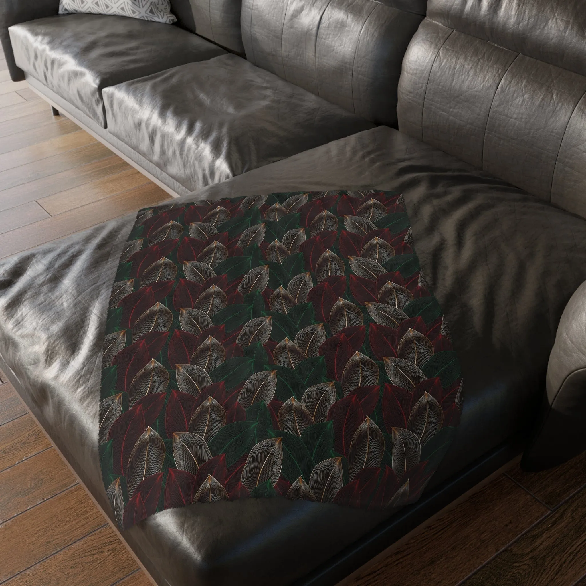 Golden Leaf Reversible Velveteen Minky Blanket