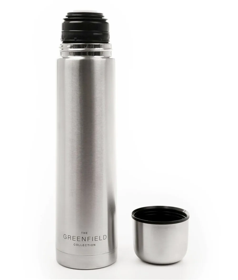 Greenfield Collection Insulated Stainless Steel Flask and 2 Mugs Pack