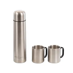 Greenfield Collection Insulated Stainless Steel Flask and 2 Mugs Pack