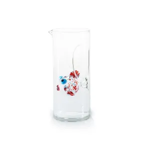 Handblown Glass Red and Blue Fish Carafe, 24.5cm