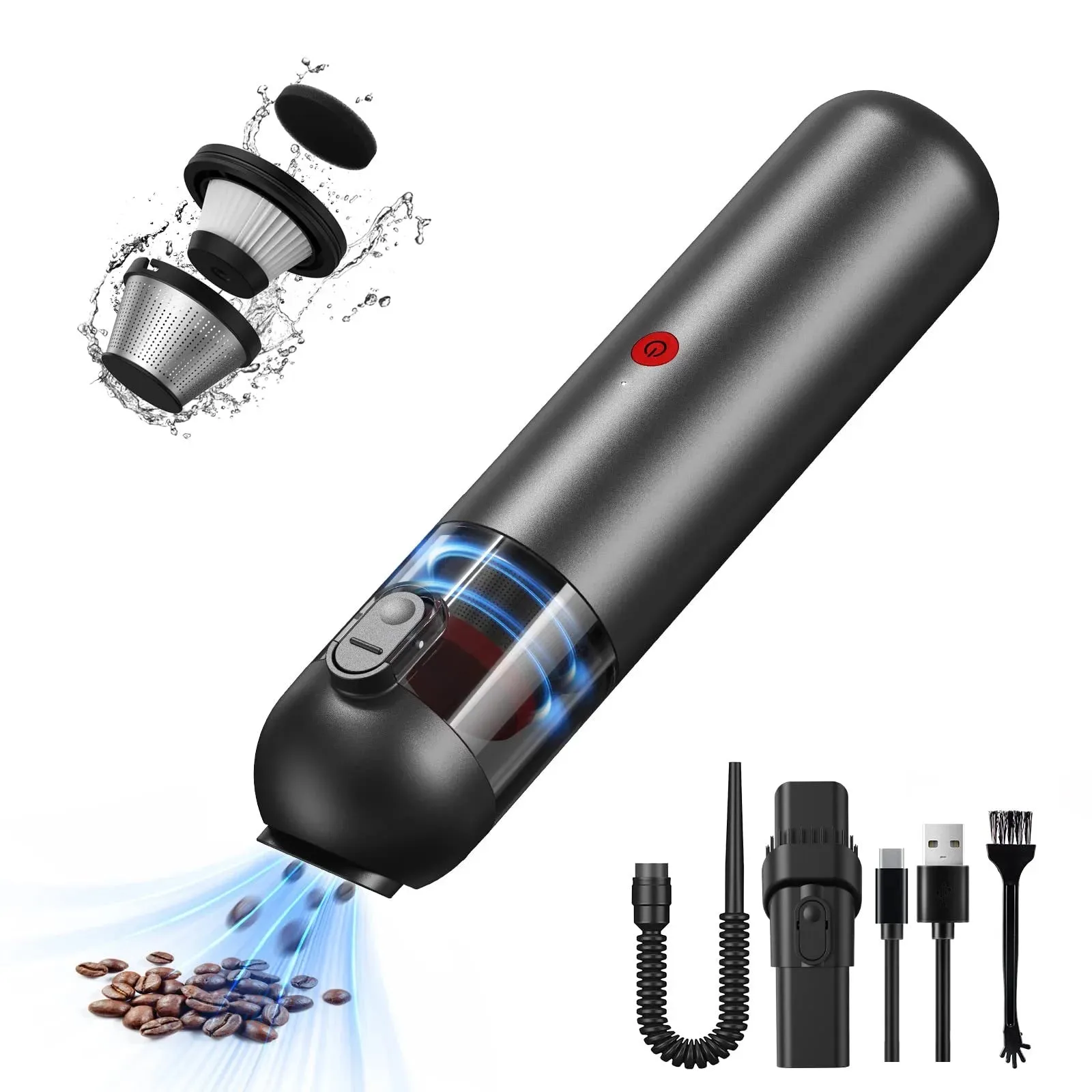 Handheld Vacuum 8000Pa with Rich Accessories, 1.2 Lbs Lightweight, for Car, Office, Home