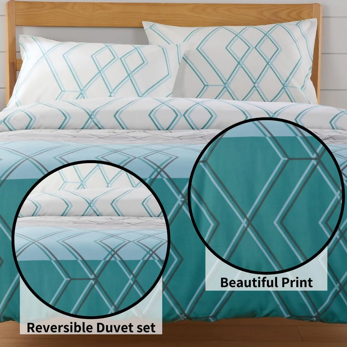 Havanna Geo Reversible Luxury Cotton Blend Duvet Cover Set with Pillowcases in Pink and Teal Single Double King by OLIVIA ROCCO