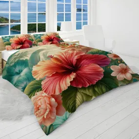 Hibiscus Flower Reversible Bedcover Set