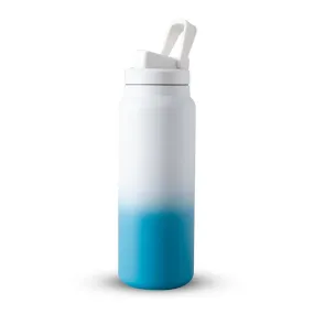 Homestic Water Bottle | Vacuum Insulated Travel Bottle | Gym Water Bottle | Hot & Cold Water Bottle | Water Bottle with Sipper Cap | DA230803 | 900 ML | White & Blue