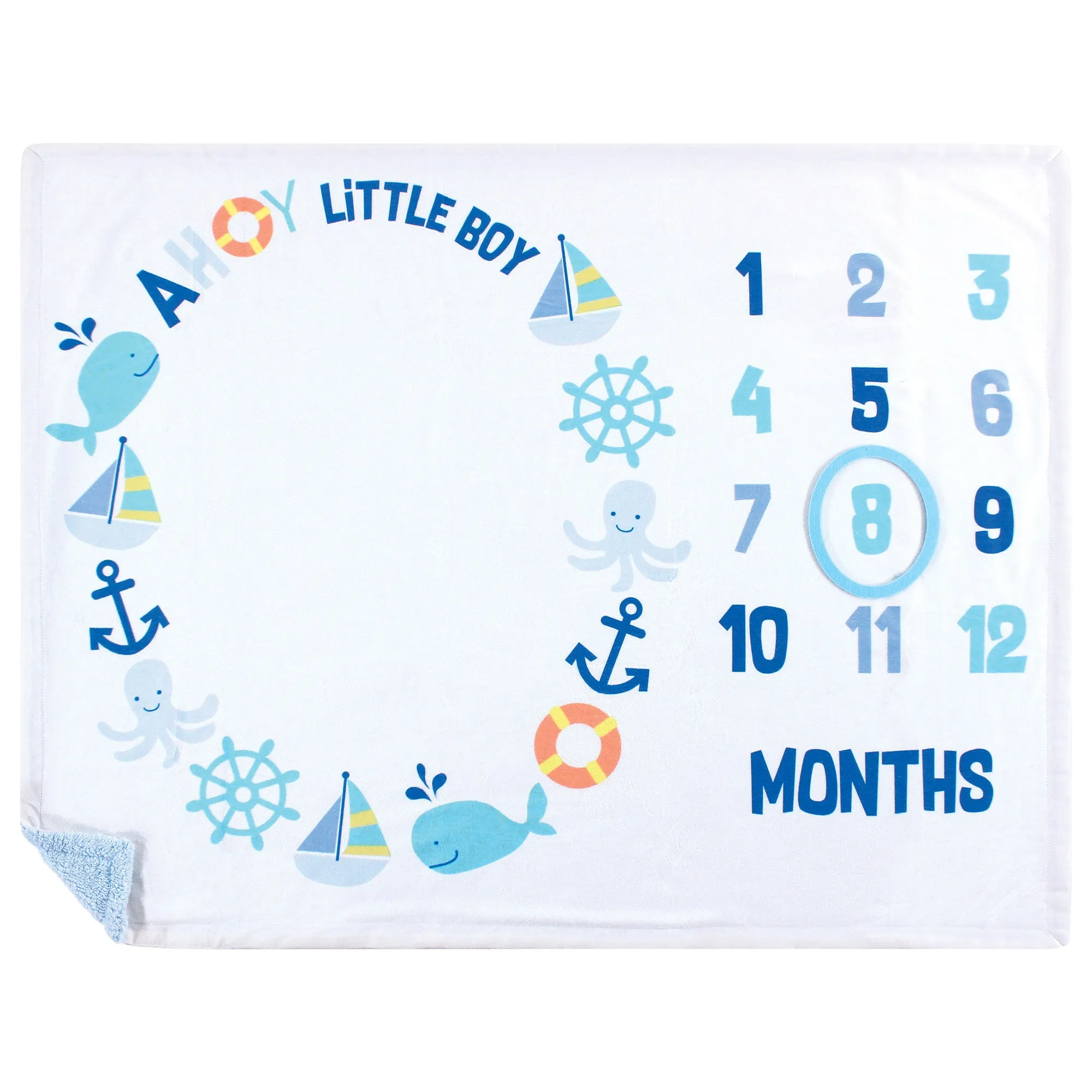 Hudson Baby Plush Holiday and Milestone Blanket, Ahoy Nautical