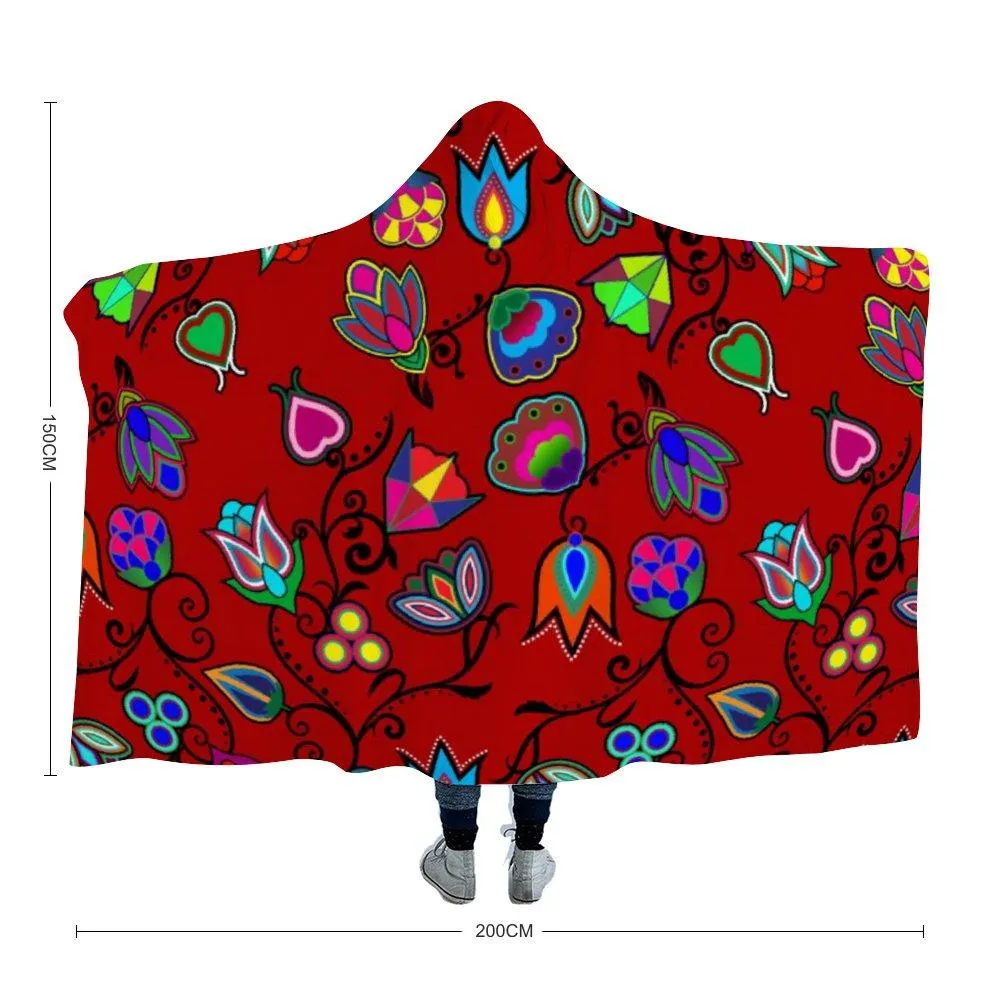 Indigenous Paisley Dark Red Hooded Blanket