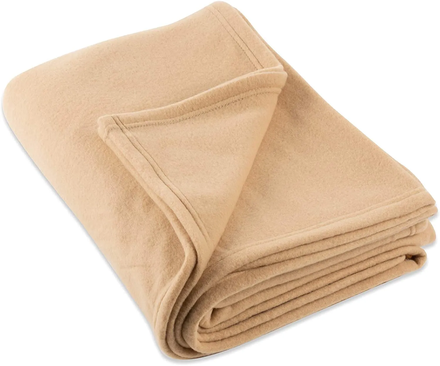 IVAZA 300 TC All Season Solid/Plain Light Weight Polar Fleece Double Bed Blanket (230 x 230 cm, Gold) Set of 1