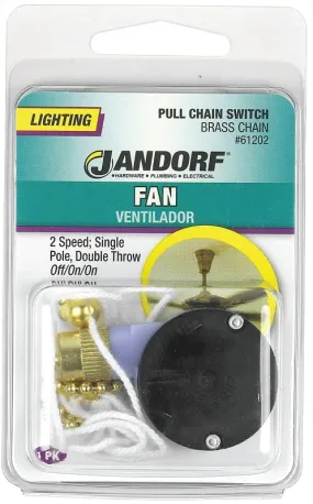 Jandorf 61202 Pull Chain Switch, 1-Pole, 125 V, 3 A, Brass :CD: QUANTITY: 1