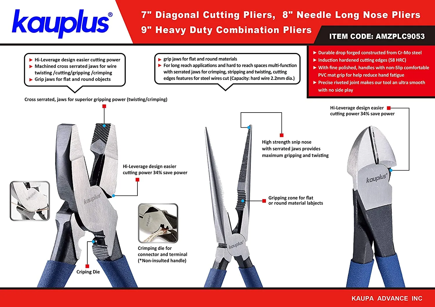 Kauplus Pro Pliers Set, 3-Piece