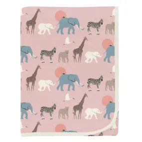 Kickee Pants Print Swaddling Blanket in Baby Rose Just So Animal